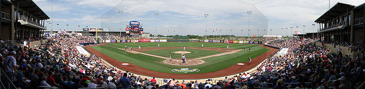 The behind home plate view of the Omaha Storm Chasers' Werner Park
