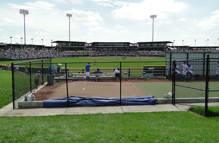 The stacked bullpens in the Werner Park berm