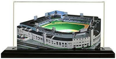 Comiskey Park model in lighted display case