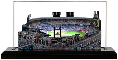 Comerica Park model in lighted display case