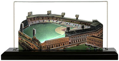 Forbes Field model in lighted display case