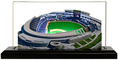 Kauffman Stadium model in lighted display case