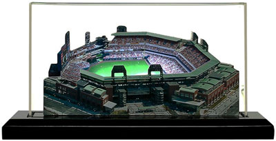 Citizens Bank Park model in lighted display case