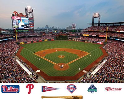 Citizens Bank Park mural with Phillies logos