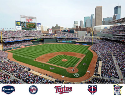 Target Field mural with Twins logos
