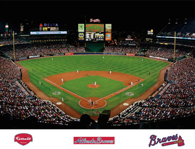 Turner Field mural with Braves logos