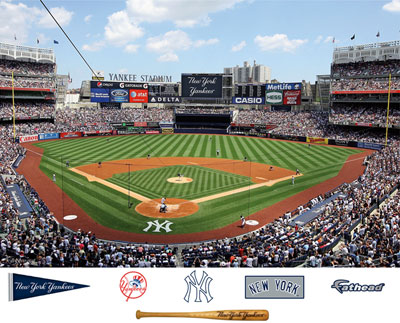 Yankee Stadium mural with Yankees logos