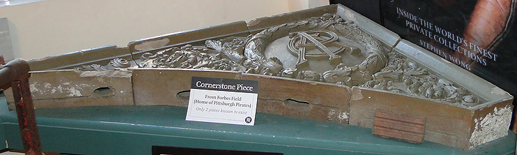 Cornerstone piece from Forbes Field on display at Bs Ballpark Museum