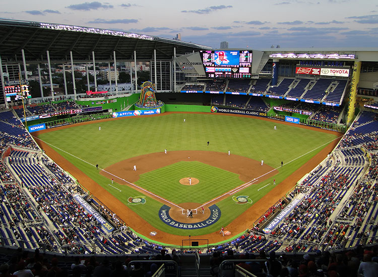 Marlins Park, with its roof open