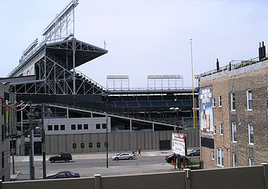 Wrigley Field as seen from the subway