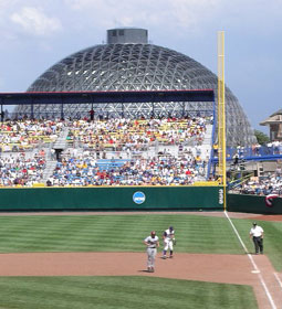 The Desert Dome looms behind Rosenblatt Stadium