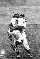 Yogi Berra and Don Larsen celebrate perfect game