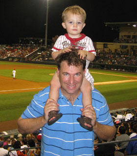 Walker and father at their first baseball pilgrimage together