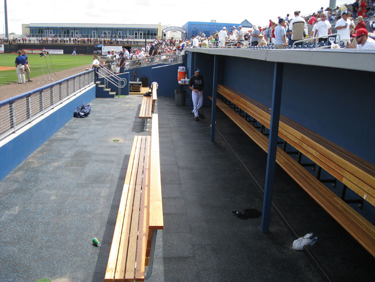 The Rays dugout at Charlotte Sports Park