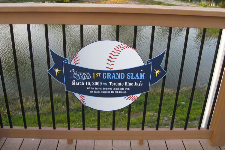Milestone marker listing the Rays first grand slam