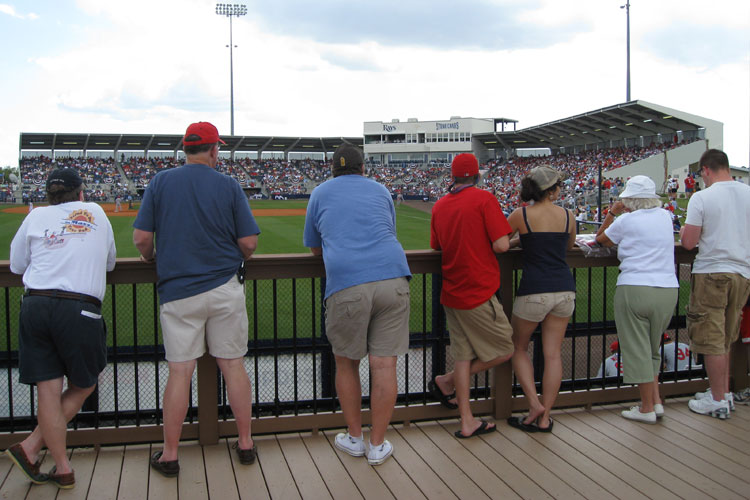 Fans standing along the boardwalk at Charlotte Sports Park