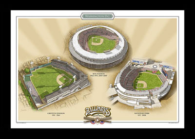 Framed Ballparks of Washington DC poster