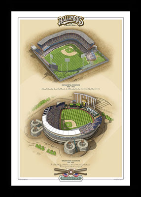 Framed Ballparks of Kansas City poster