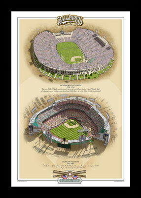 Framed Ballparks of Los Angeles poster