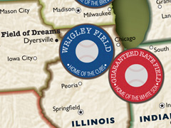 Circle marker on baseball map poster