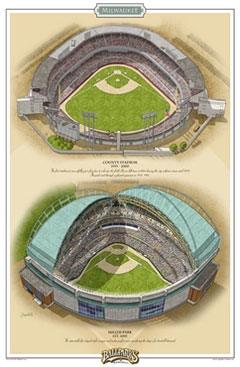 Milwaukee ballparks poster