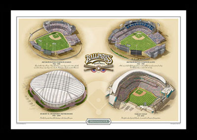 Framed Ballparks of Minnesota poster