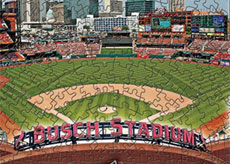 Busch Stadium with Cardinals logo puzzle