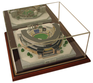 County Stadium replica inside of display case