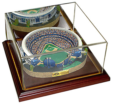 Shea Stadium replica inside of display case