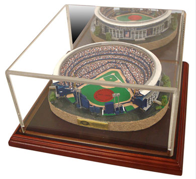 Shea Stadium replica inside of display case
