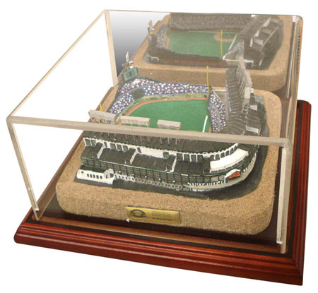 Wrigley Field replica inside of display case
