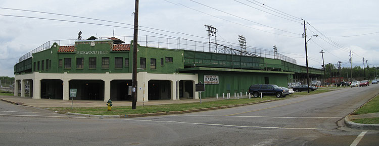 The exterior of Rickwood Field, located in Birmingham's West End neighborhood