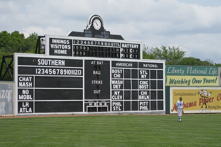 Rickwood Field drop-in scoreboard
