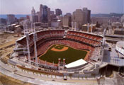 Reds ballpark and Cincinnati aerial