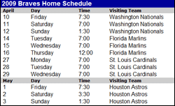 Turner Field schedule