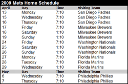 Shea Stadium schedule
