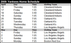 Yankee Stadium schedule