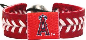 Angels team color baseball seam bracelet