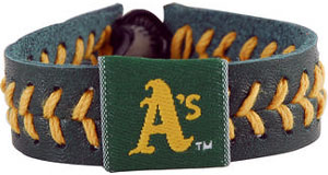 A's team color baseball seam bracelet