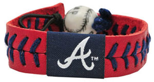 Braves team color baseball seam bracelet