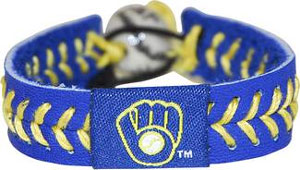 Brewers team color baseball seam bracelet