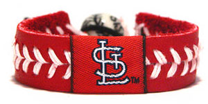 Cardinals team color baseball seam bracelet