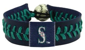 Mariners team color baseball seam bracelet