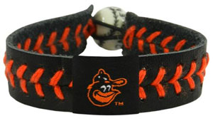 Orioles team color baseball seam bracelet