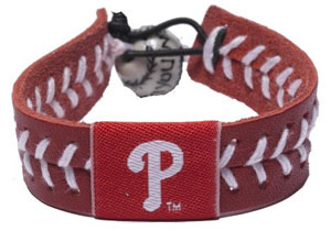 Phillies team color baseball seam bracelet