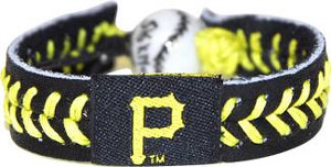 Pirates team color baseball seam bracelet