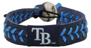 Rays team color baseball seam bracelet