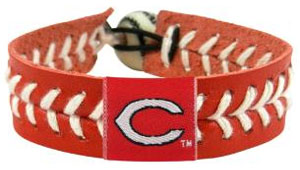 Reds team color baseball seam bracelet