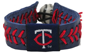 Twins team color baseball seam bracelet