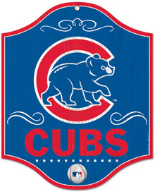 Chicago Cubs wooden logo sign